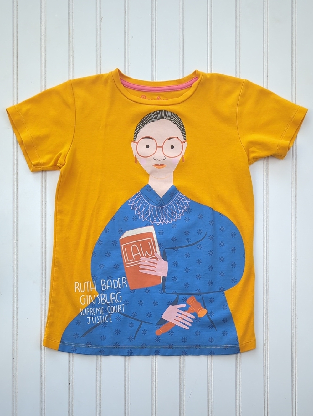 Piccolina Girls' Ruth Bader Ginsburg Graphic Tee - Yellow & Blue